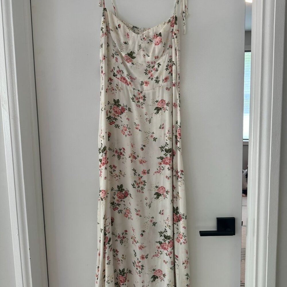 Reformation white floral midi dress, size 8
